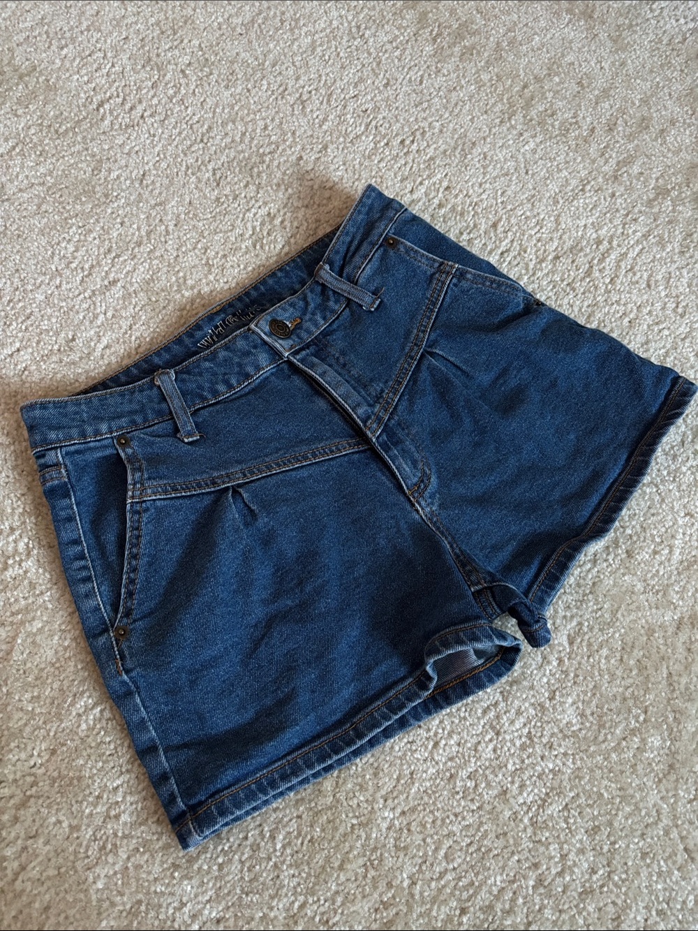 Wild Fable Dark Blue Denim High-Waist Shorts